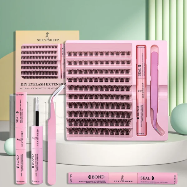 Eyelash Extension Kit: Full Volume Clusters with Bond & Tools