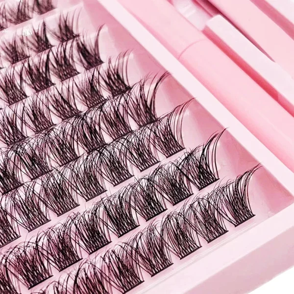 Eyelash Extension Kit - 110 Clusters with Bond & Tweezers - Image 2