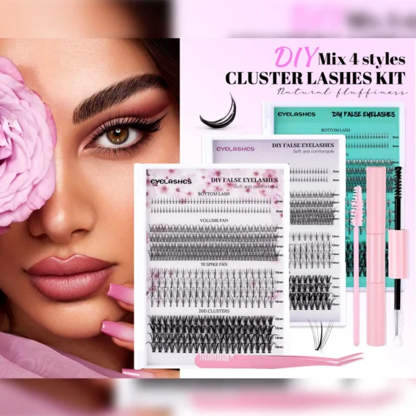 Eyelash Extension Kit: 4 Styles, Glue, Tweezers