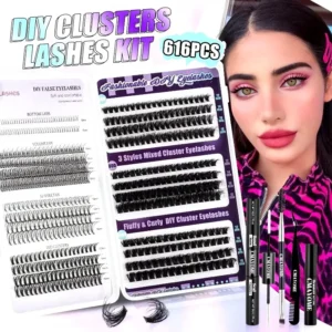 Eyelash Extension Kit: 616PCS Thick DIY Lashes