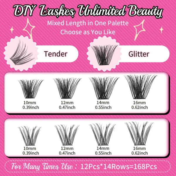 Eyelash Extension Kit: 168PCS DIY Lash Clusters - Image 4