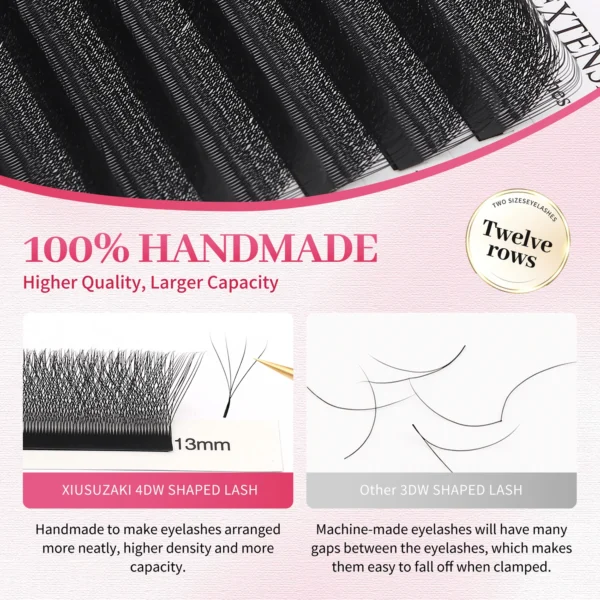Eyelash Extension Kit, 4D W Shaped Premade Fans Lashes - Image 6