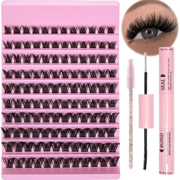 Eyelash Extension Kit - 120pcs D Curl Lashes & Adhesive