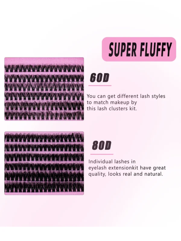 Eyelash Extension Kit Thick Fluffy Lashes with Glue - Image 3