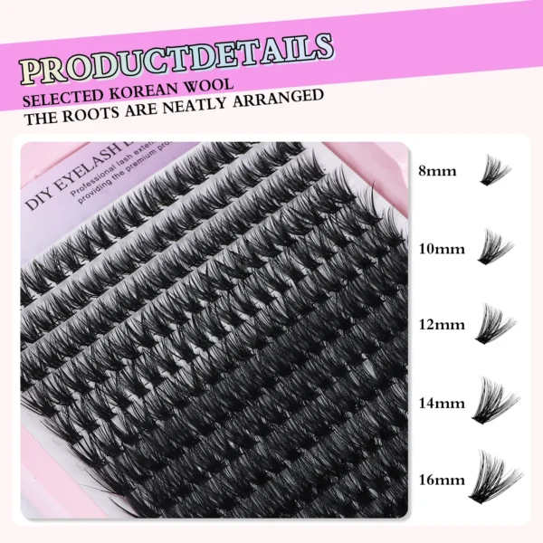 60D Curling Volume False Eyelashes 8-16mm With Bond Seal Kit - Image 2