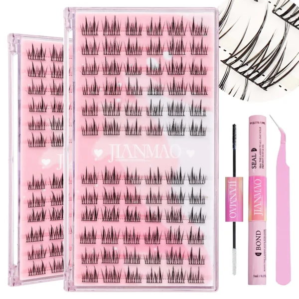 Eyelash Extension Kit - 72 PCS Clusters, C Curl, Glue - Image 4