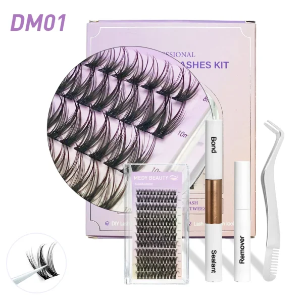 Eyelash Extension Kit: 72 Clusters, Glue, Remover, Sealant