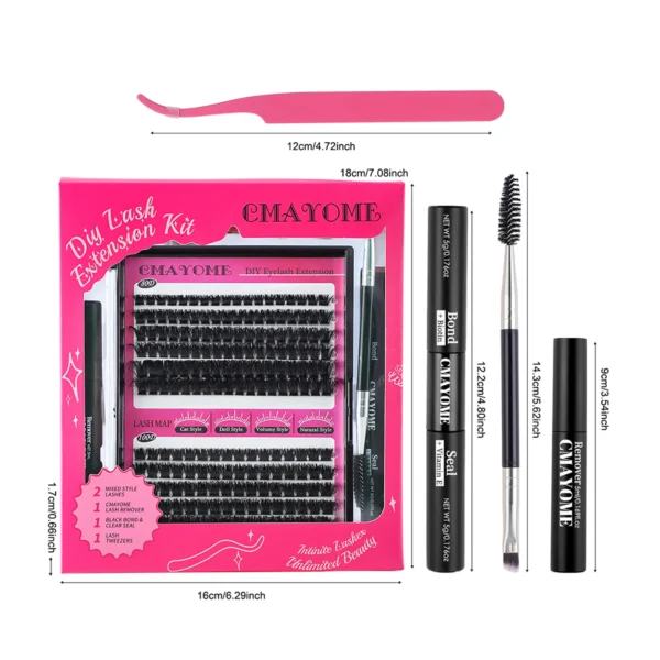 Eyelash Extension Kit with Wispy Cluster Lashes 204pcs - Image 6
