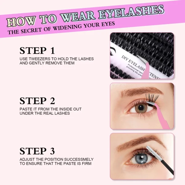 Eyelash Extension Kit - DIY Clusters with Bond & Seal. - Image 3