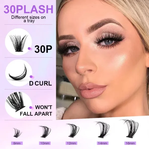 Eyelash Extension Kit - D Clusters With Bond - Image 3