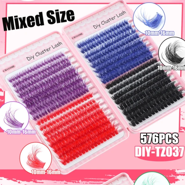 Eyelash Extension Kit: Mix Color Clusters, Bond & Seal - Image 2