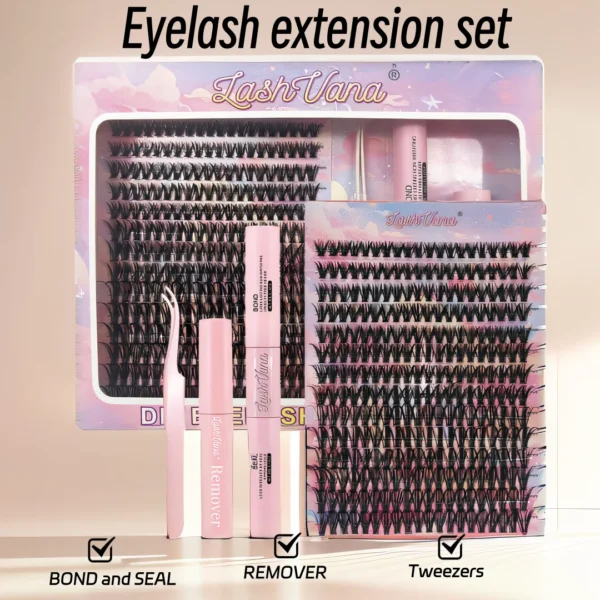 Eyelash Extension Kit – 280 PCS Clusters with Bond & Seal