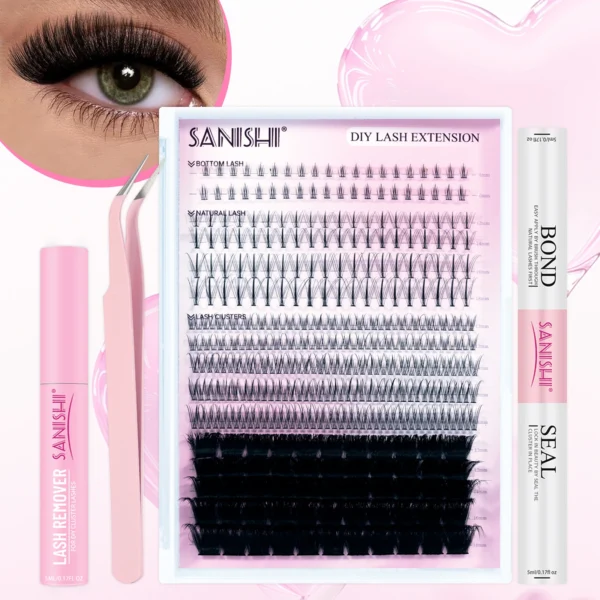 Eyelash Extension Kit - 380 Clusters with Glue & Tweezer