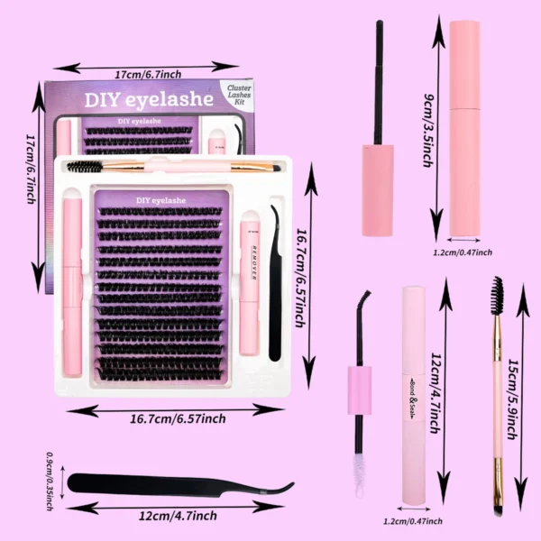 Eyelash Extension Kit - 280pcs Lashes, Bond, Seal, Remover - Image 4