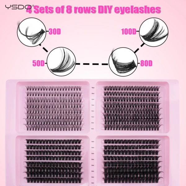 Eyelash Extension Kit Mix Length Cluster Lashes - Image 2
