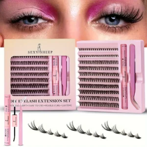 Eyelash Extension Kit with Glue & Tweezers
