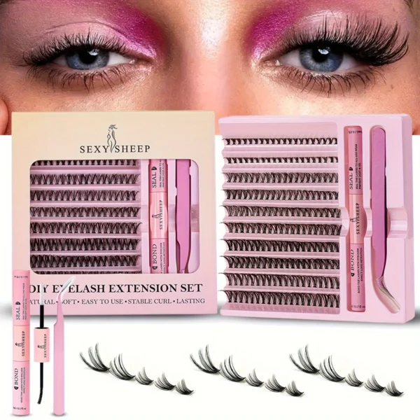 Eyelash Extension Kit with Glue & Tweezers