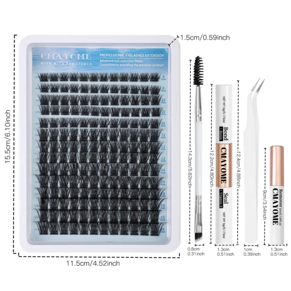 Eyelash Extension Kit: 168pcs Lash Clusters & Bond - Image 6