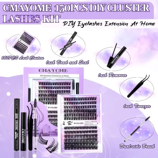 Eyelash Extension Kit: 150 Clusters, Winged Fox Eye Style - Image 6