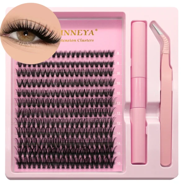 Eyelash Extension Kit - Lash Clusters, Bond & Seal, Tweezers - Image 2