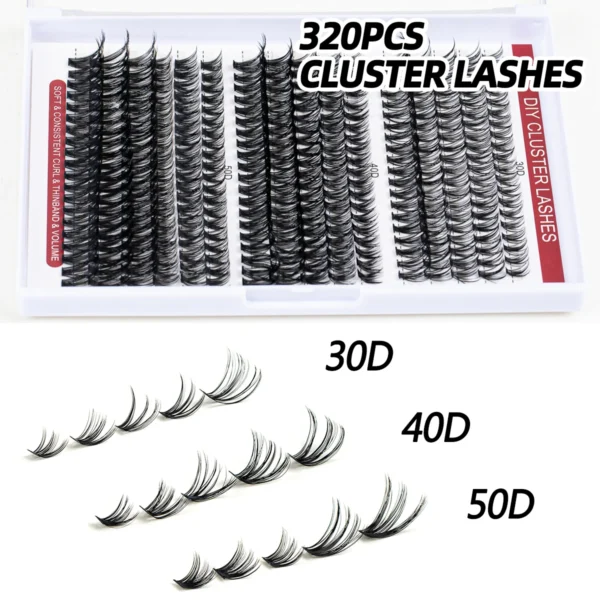 Eyelash Extension Kit - 320 PCS Clusters, Glue & Remover - Image 2
