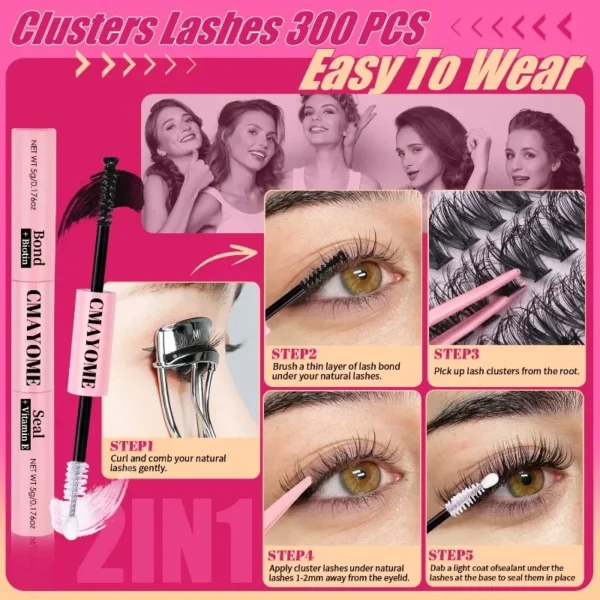 Eyelash Extension Kit - 5D Fluffy D Curl Clusters - Image 5