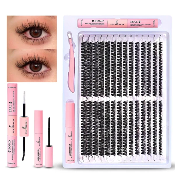 Eyelash Extension Kit with Cluster Lashes & Glue - Image 2