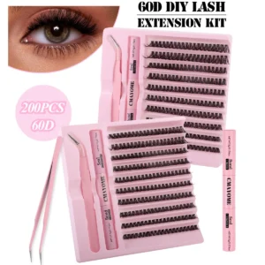 Eyelash Extension Kit: 60D Individual Lashes & Bond