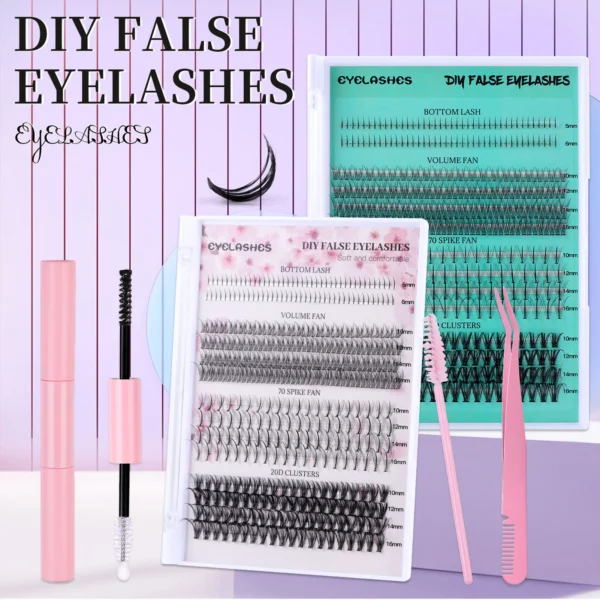 Eyelash Extension Kit: 4 Styles, Glue, Tweezers - Image 3