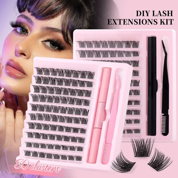 Eyelash Extension Set With Curler, Waterproof Adhesive, Sealant Kit - Image 4