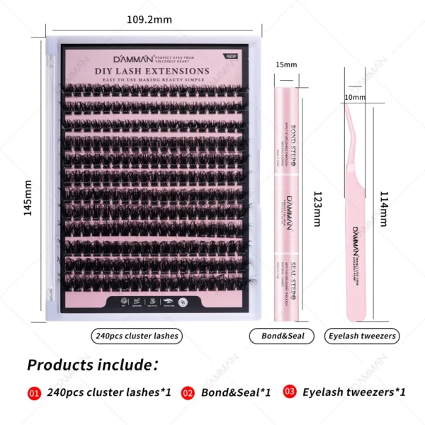 Eyelash Extension Kit - 30D-90D Lashes, Bond, Tweezers - Image 4
