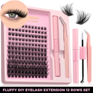 Eyelash Extension Kit - Lash Clusters, Bond & Seal, Tweezers