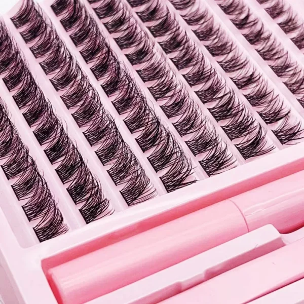 Eyelash Extension Kit - 110 Clusters with Bond & Tweezers - Image 3
