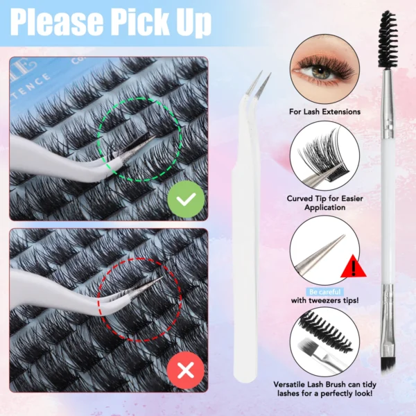 Eyelash Extension Kit: 168pcs Lash Clusters & Bond - Image 5