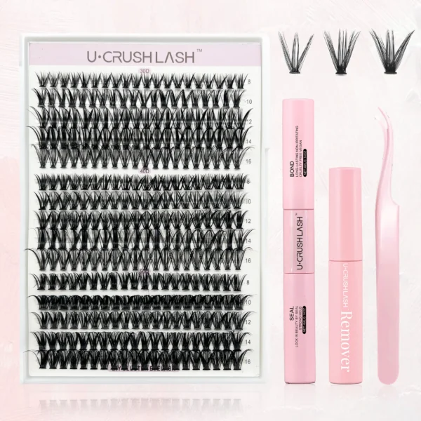 Eyelash Extension Kit: 280pcs Clusters Lash Bond & Glue
