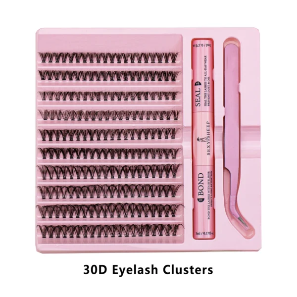 Eyelash Extension Kit: Full Volume Clusters with Bond & Tools - Image 2