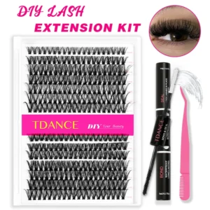 Eyelash Extension Kit: 40D+50D Clusters, Glue, Tweezers