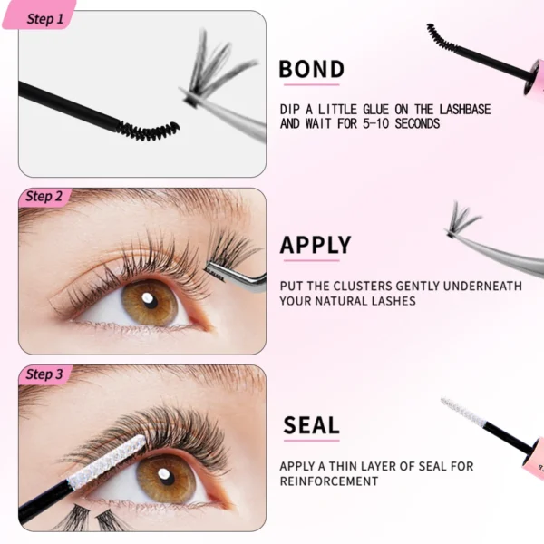 Eyelash Extension Kit - 320 PCS Clusters, Glue & Remover - Image 4