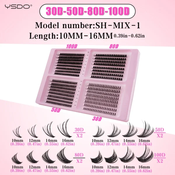 Eyelash Extension Kit Mix Length Cluster Lashes - Image 3