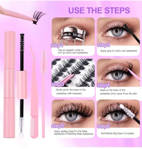 Eyelash Extension Kit With 280pcs Mix Clusters Bond & Seal - Image 2