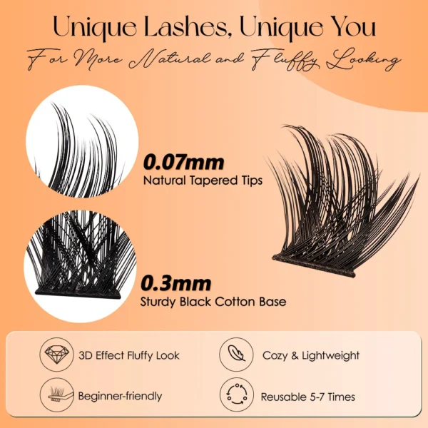12 Rows Lash Clusters Kit With Bond, Seal, Tweezers, Strong Hold - Image 3