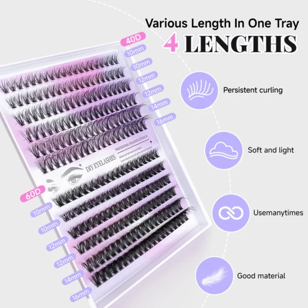 Eyelash Extension Kit - Clusters 8-16mm, Glue & Tools - Image 3
