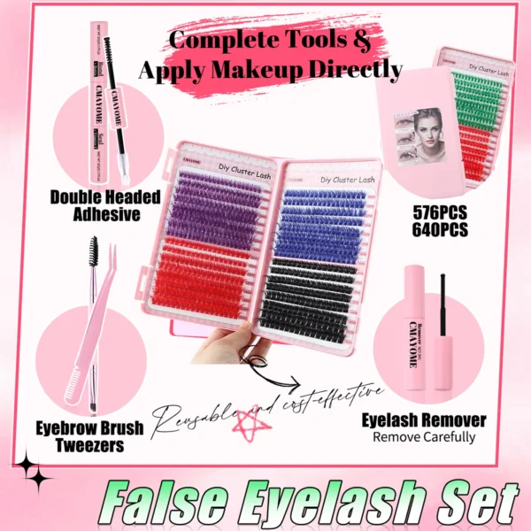 Eyelash Extension Kit: Mix Color Clusters, Bond & Seal - Image 5