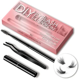 Eyelash Extension Kit - 3D Lashes, Glue, Remover & Tweezers