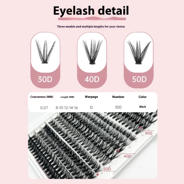 Eyelash Extension Kit: 280pcs Clusters Lash Bond & Glue - Image 2