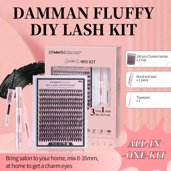 Eyelash Extension Kit - 30D-90D Lashes, Bond, Tweezers