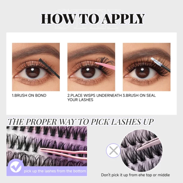Eyelash Extension Kit - Clusters 8-16mm, Glue & Tools - Image 5