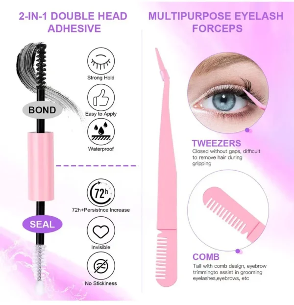 Eyelash Extension Kit - D Clusters With Bond - Image 4