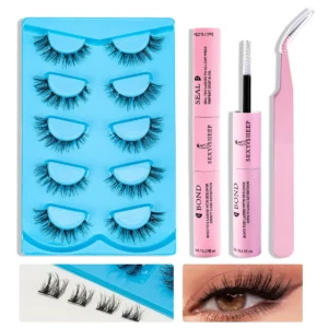 Eyelash Extension Kit: 5 Pairs 3D Lashes & Bond