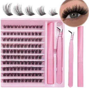 Eyelash Extension Kit - 110 Clusters with Bond & Tweezers